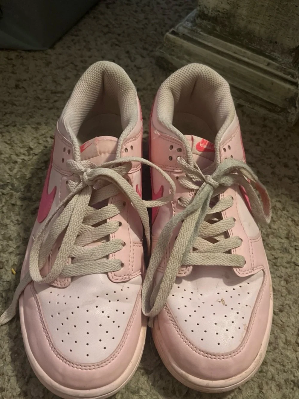 Nike Women’s Low-Top Light Pink Sneakers with Hot Pink Swoosh